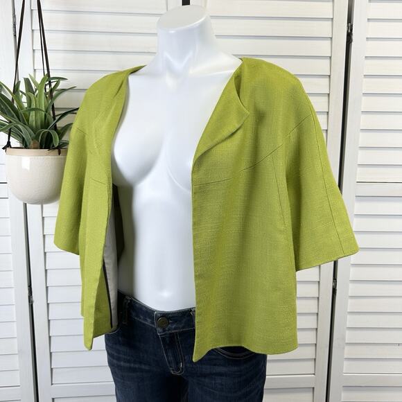 Kate Spade New York Micah Cropped Blazer Jacket Moroccan Green Slub‎ Boxy Size 8 - Picture 1 of 11